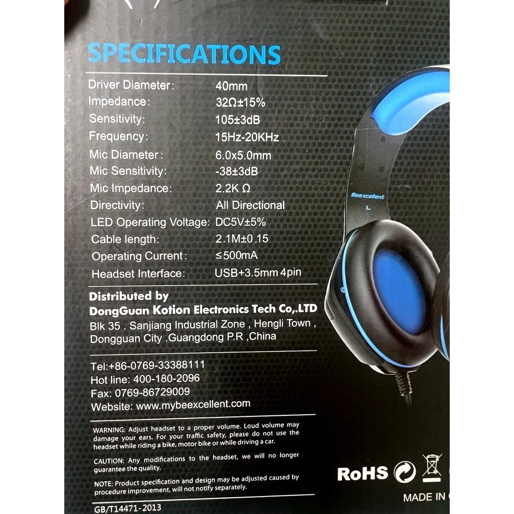 BEEXCELLENT GM-1 USB Gaming Headset Black & Blue Wired soft Cushioned Adjustable
